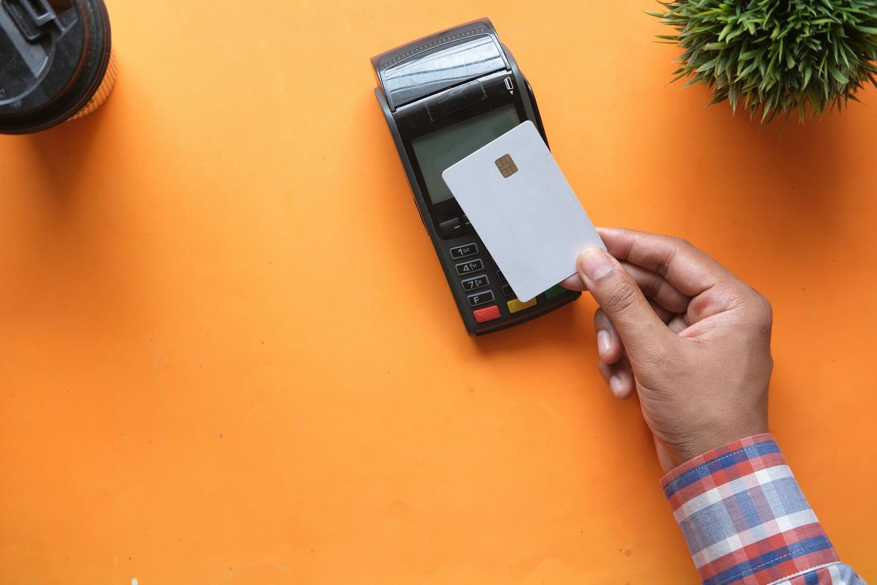 Payment terminals on a retail counter
